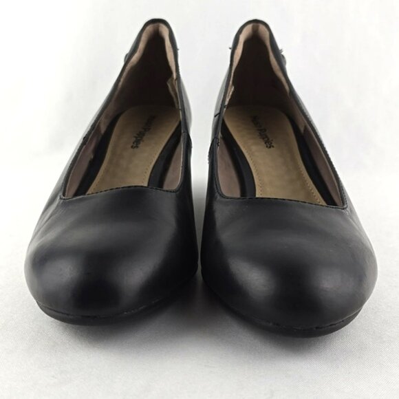 Hush Puppies Women's Black Leather Wedge Almond Toe Shoes Cushioned Size 9 - Picture 4 of 16